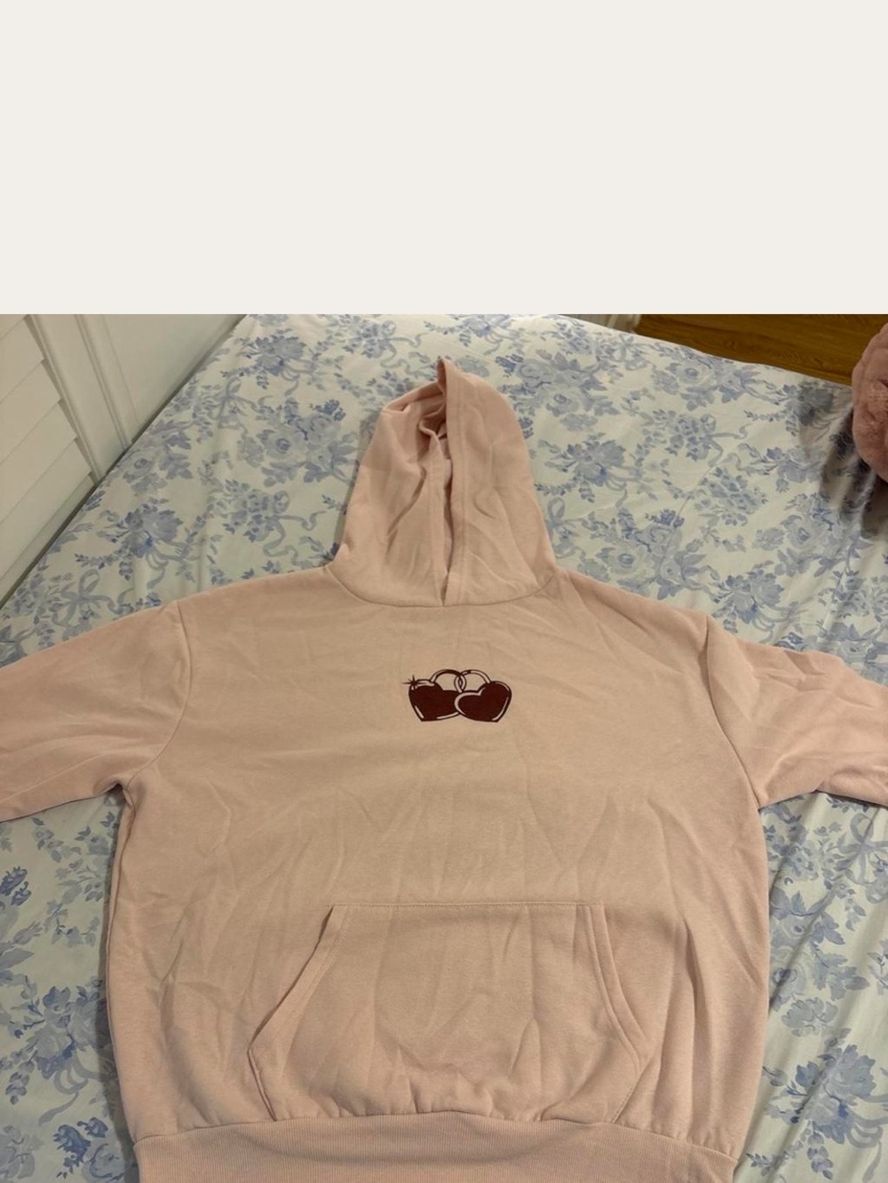 Women’s Light Pink Hooded Sweatshirt with Cherry Graphic